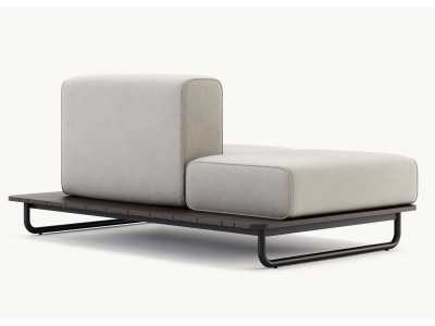Chaise longue d'extérieur tapissé avec structure en acier inoxydable - BALI