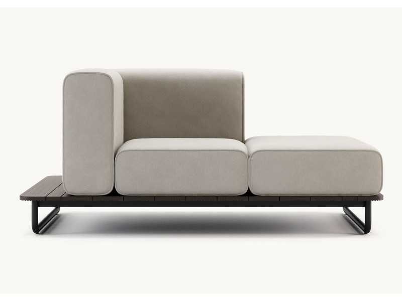 Upholstered outdoor chaise longue with stainless steel structure - BALI