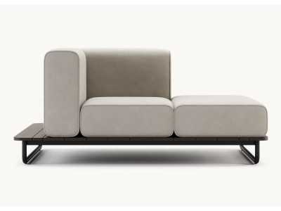 Chaise longue d'extérieur tapissé avec structure en acier inoxydable - BALI