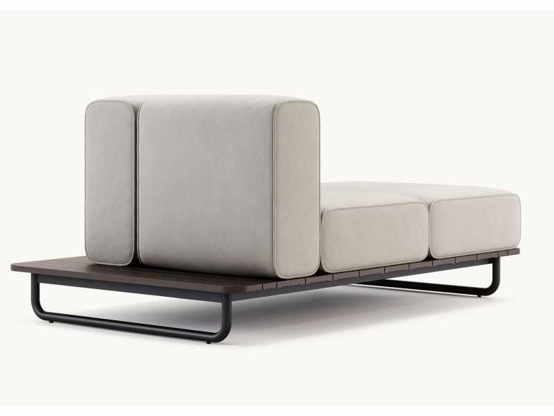 Upholstered outdoor chaise longue with stainless steel structure - BALI
