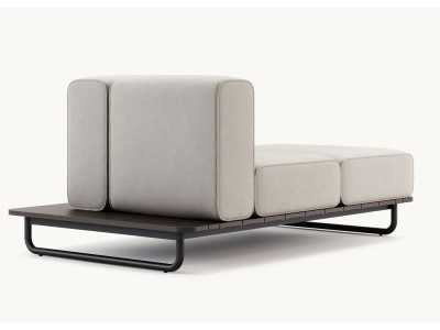 Chaise longue d'extérieur tapissé avec structure en acier inoxydable - BALI