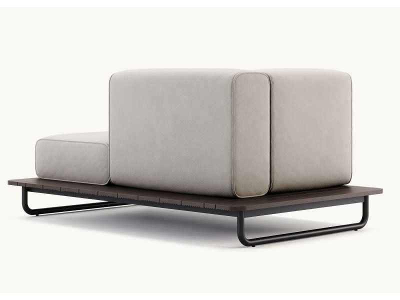 Upholstered outdoor chaise longue with stainless steel structure - BALI