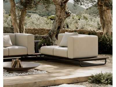 Chaise longue d'extérieur tapissé avec structure en acier inoxydable - BALI