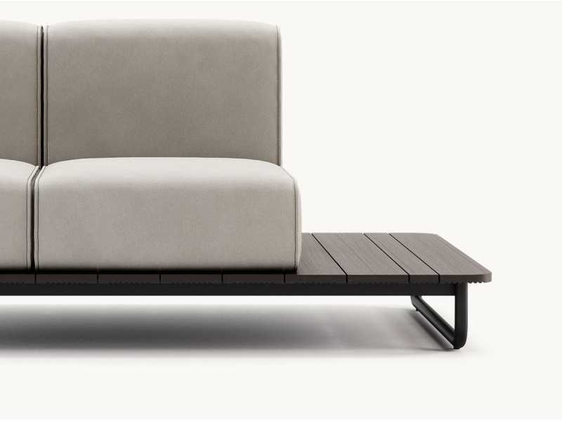 Upholstered outdoor sofa with stainless steel structure - BALI
