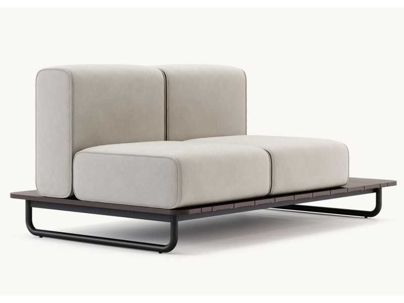 Upholstered outdoor sofa with stainless steel structure - BALI