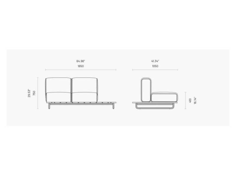 Sofá de exterior tapizado con estructura en acero inoxidable - BALI