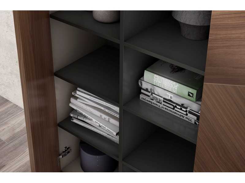 Lacquered crockery sideboard with walnut marquetry doors - ELISA