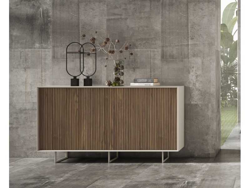 Lacquered sideboard with slatted wood front - FUSTER