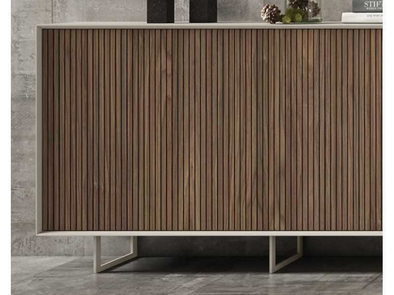 Buffet laqué avec façade à lattes en bois - FUSTER