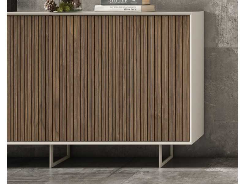 Lacquered sideboard with slatted wood front - FUSTER