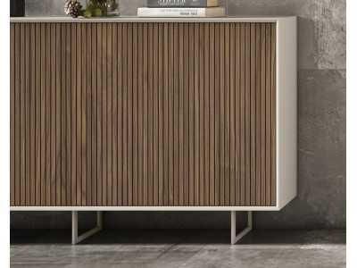 Buffet laqué avec façade à lattes en bois - FUSTER