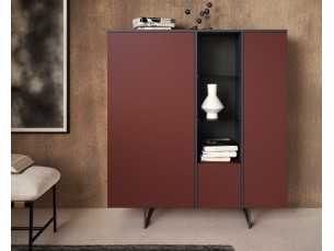 Aparador alto lacado con puertas y cajón - TORINO