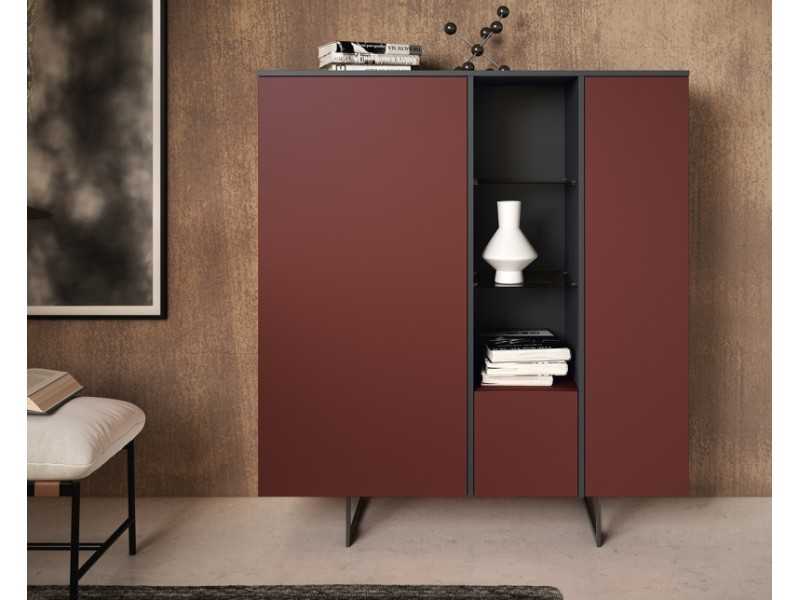 High lacquered sideboard with doors and drawer - TORINO