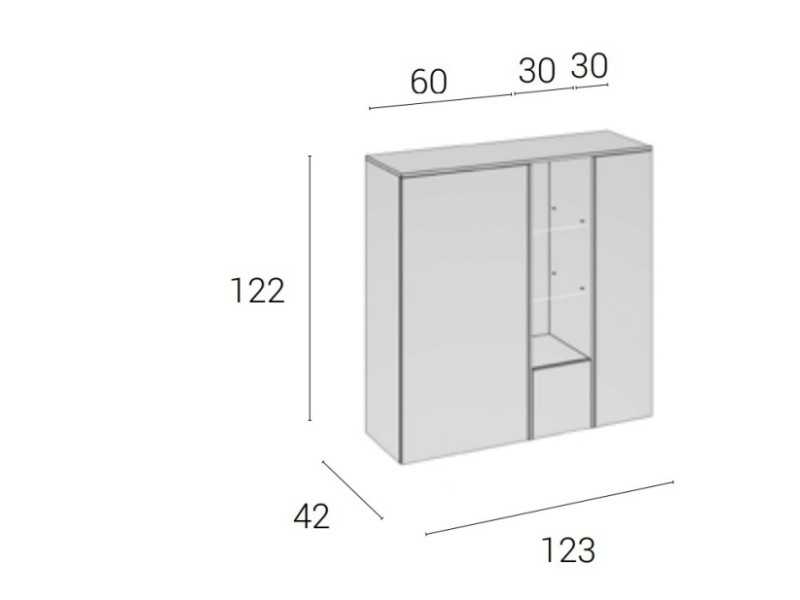Aparador alto lacado con puertas y cajón - TORINO