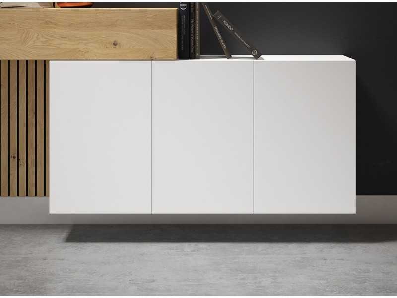 Conjunto de aparador lacado con cajón y trasera alistonada en roble - MAJA