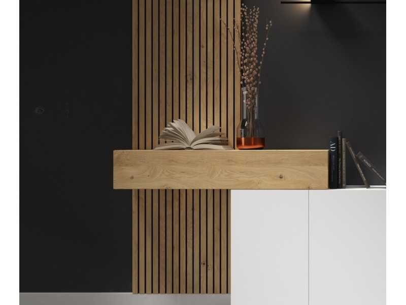Lacquered sideboard set with drawer and slatted oak back - MAJA