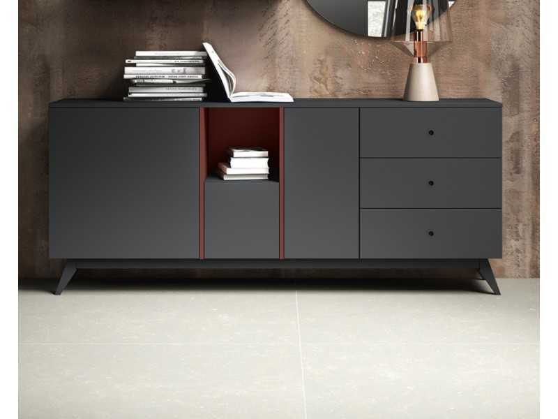 Lacquered sideboard with drawers, recess and doors - CARLO