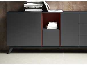 Lacquered sideboard with drawers, recess and doors - CARLO 2