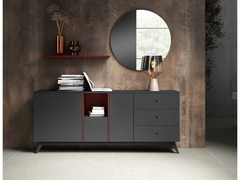 Lacquered sideboard with drawers, recess and doors - CARLO