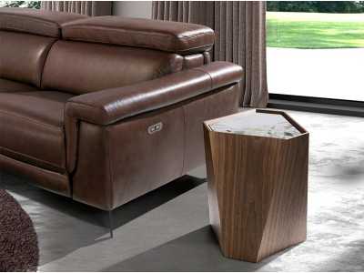 Walnut corner table with porcelain top - ZURIE