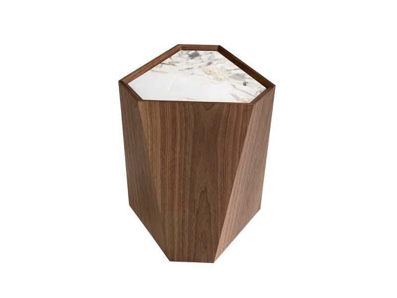 Walnut corner table with porcelain top - ZURIE