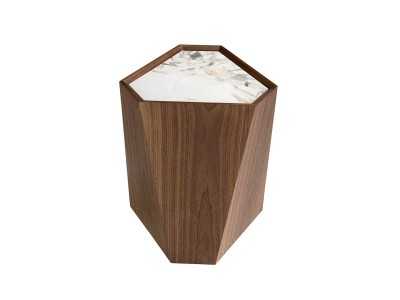 Table d'angle en noyer avec plateau en porcelaine - ZURIE