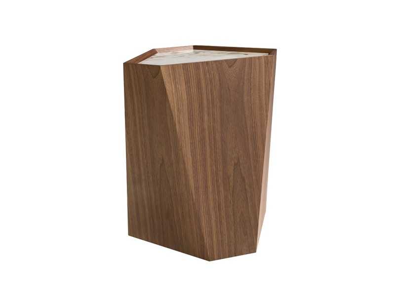 Walnut corner table with porcelain top - ZURIE