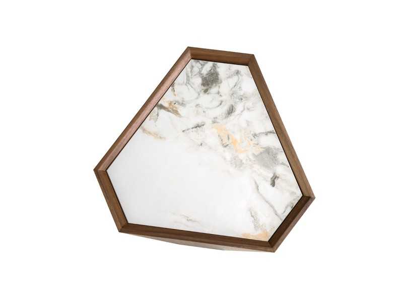 Walnut corner table with porcelain top - ZURIE