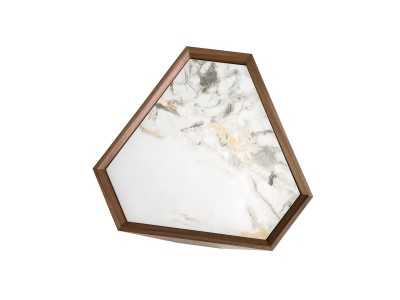 Walnut corner table with porcelain top - ZURIE