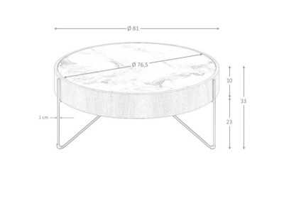 Round walnut coffee table with porcelain marble top - AYERIM