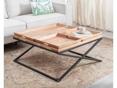 Mesa de centro en madera con estructura en hierro lacado - KELLNERIN