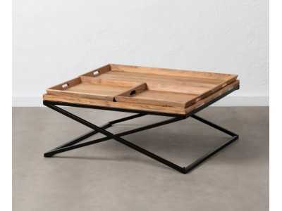 Mesa de centro en madera con estructura en hierro lacado - KELLNERIN