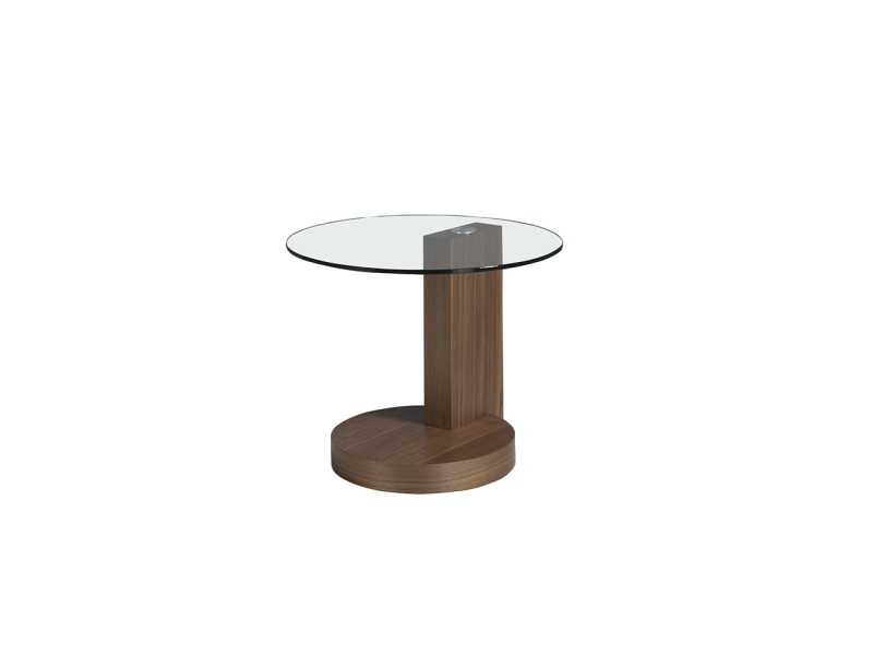 Corner table in walnut wood and tempered glass top - DAISY