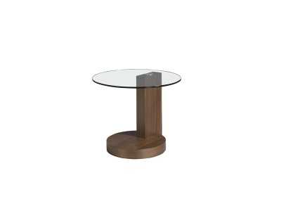 Corner table in walnut wood and tempered glass top - DAISY Corner table in walnut wood and tempered glass top - DAISY