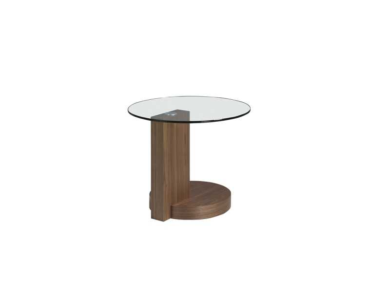 Corner table in walnut wood and tempered glass top - DAISY