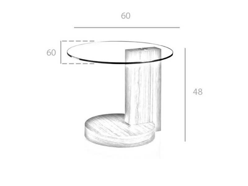 Corner table in walnut wood and tempered glass top - DAISY