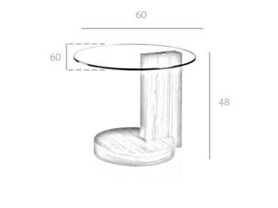 Mesa de rincón en madera de nogal y tapa de cristal templado - DAISY