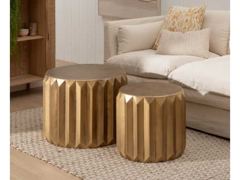 Set of side tables in gold metal - OLIWIA