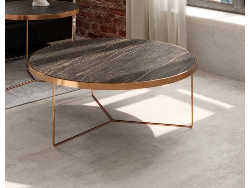 Set of round coffee tables in steel and porcelain tops - TRIP