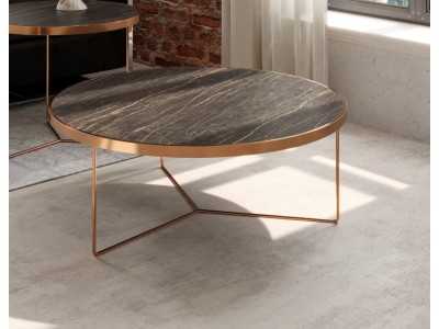 Set of round coffee tables in steel and porcelain tops - TRIP
