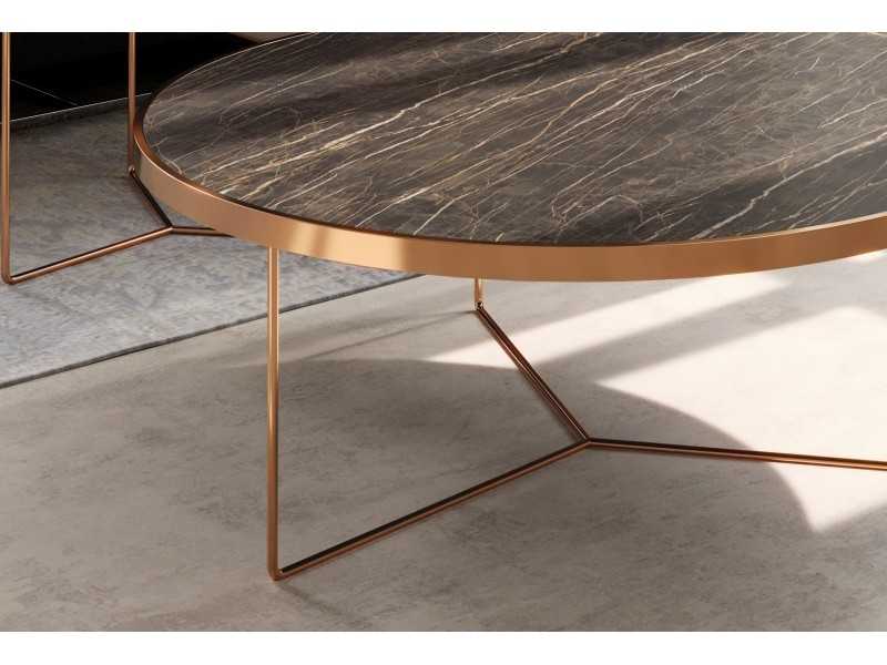 Set of round coffee tables in steel and porcelain tops - TRIP
