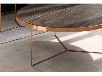 Set of round coffee tables in steel and porcelain tops - TRIP