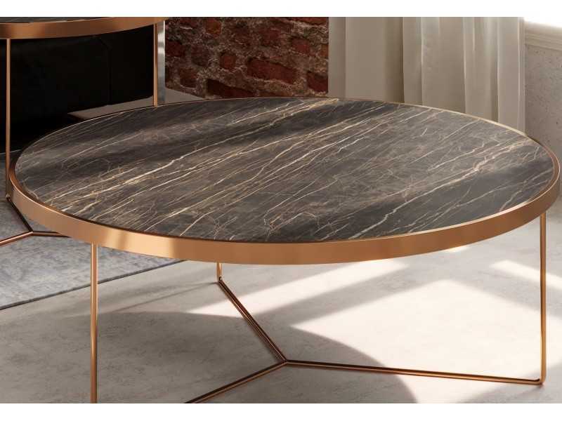 Set of round coffee tables in steel and porcelain tops - TRIP