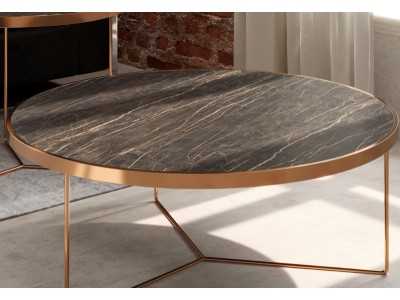 Set of round coffee tables in steel and porcelain tops - TRIP