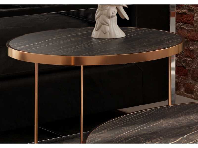 Set of round coffee tables in steel and porcelain tops - TRIP