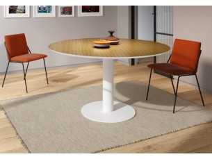 Mesa redonda fija con tapa en madera o cristal efecto mármol - ROUND