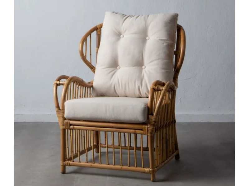 Rattan armchair with removable cushions - BAMBINA