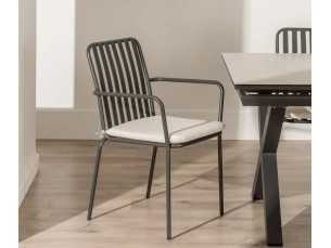 Silla de exterior con brazos en acero - SIESTA