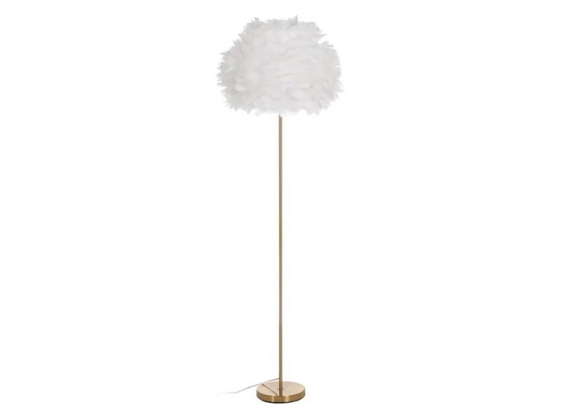 Floor lamp in gold steel and feather ceiling lamp - PLUME 1