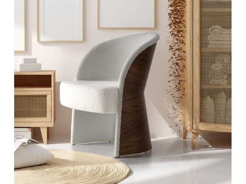 Upholstered designer chair with wooden structure - ADELAIDE